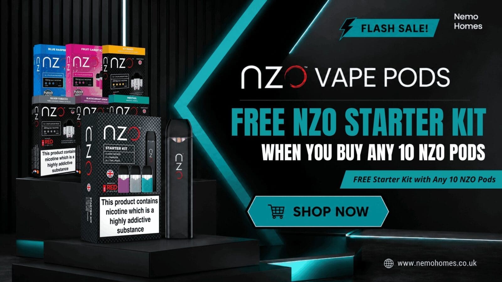 Buy 10 NZO Pods and Get a Free Starter Kit - Free UK Next Day Delivery (no minimum spend)