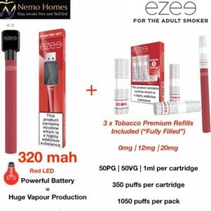 Buy EZEE Tobacco Cigalike Full Starter Kit - 0mg | 12mg | 20mg - Free UK Next Day Delivery (no minimum spend)