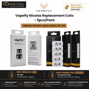 Buy Vapefly Nicolas FreeCore N Series Replacement Coils - Free UK Next Day Delivery (no minimum spend)