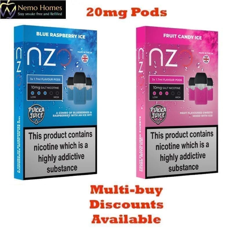 Buy NZO Fruit Fair and Blue Raspberry Ice 20mg - Free UK Next Day Delivery (no minimum spend)