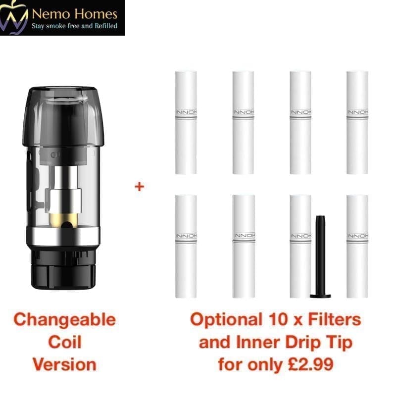 Buy Innokin EQ FLTR Pod with Changeable Coils + Opt Soft Tips - Free UK Next Day Delivery (no minimum spend)