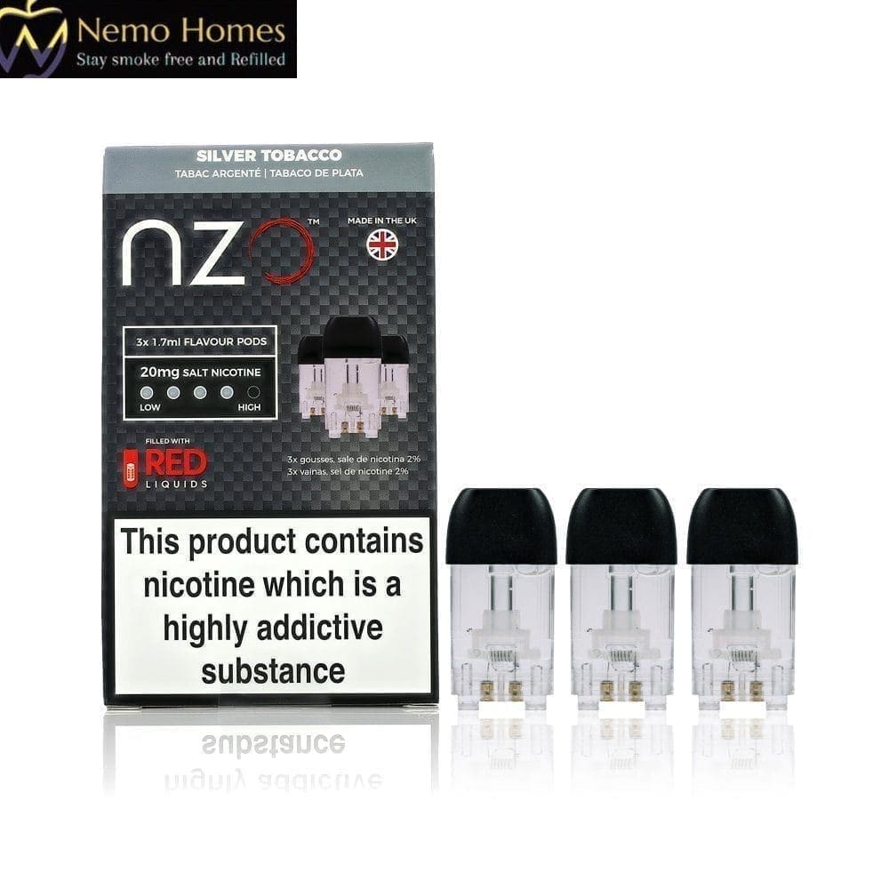 Buy NZO Silver Tobacco 20mg Pod Refills Disposable Pods - Free UK Next Day Delivery (no minimum spend)