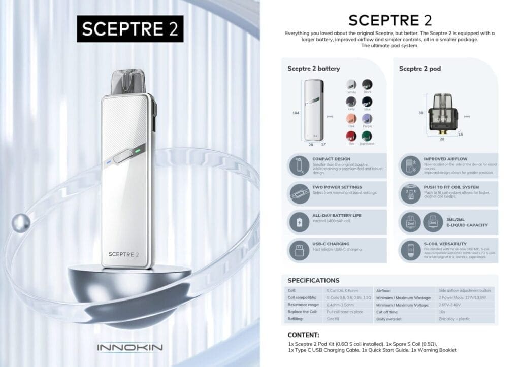 Innokin Sceptre 2 Pod Mod Vape Kit Nemo Homes Vape Shop