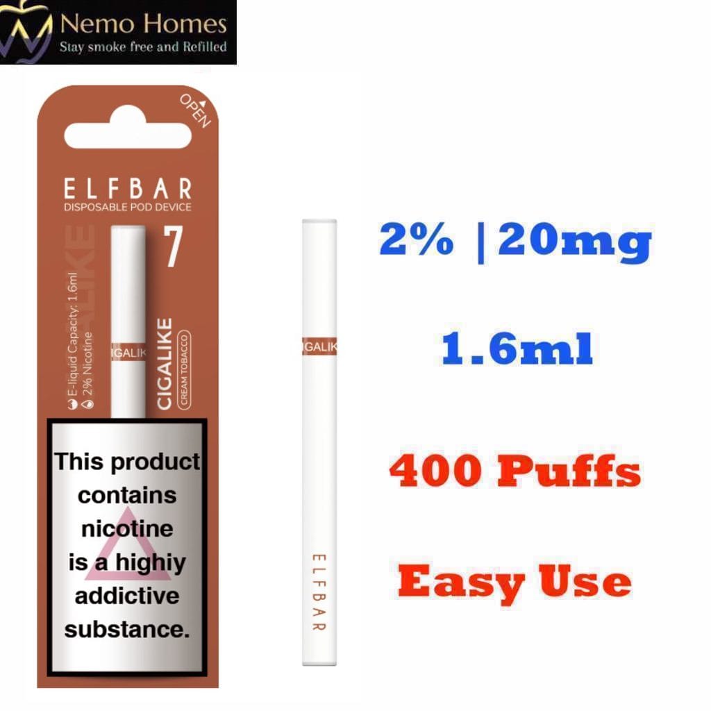 Cream Tobacco Elf bar Cigalike Disposable Nemo Homes Vape Shop