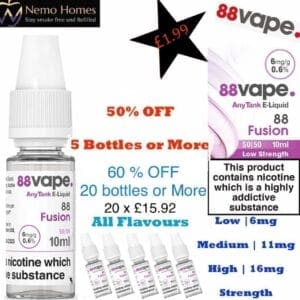 Buy 88 Vape Nic Salt 50|50 E liquid  - Free UK Next Day Delivery (no minimum spend)