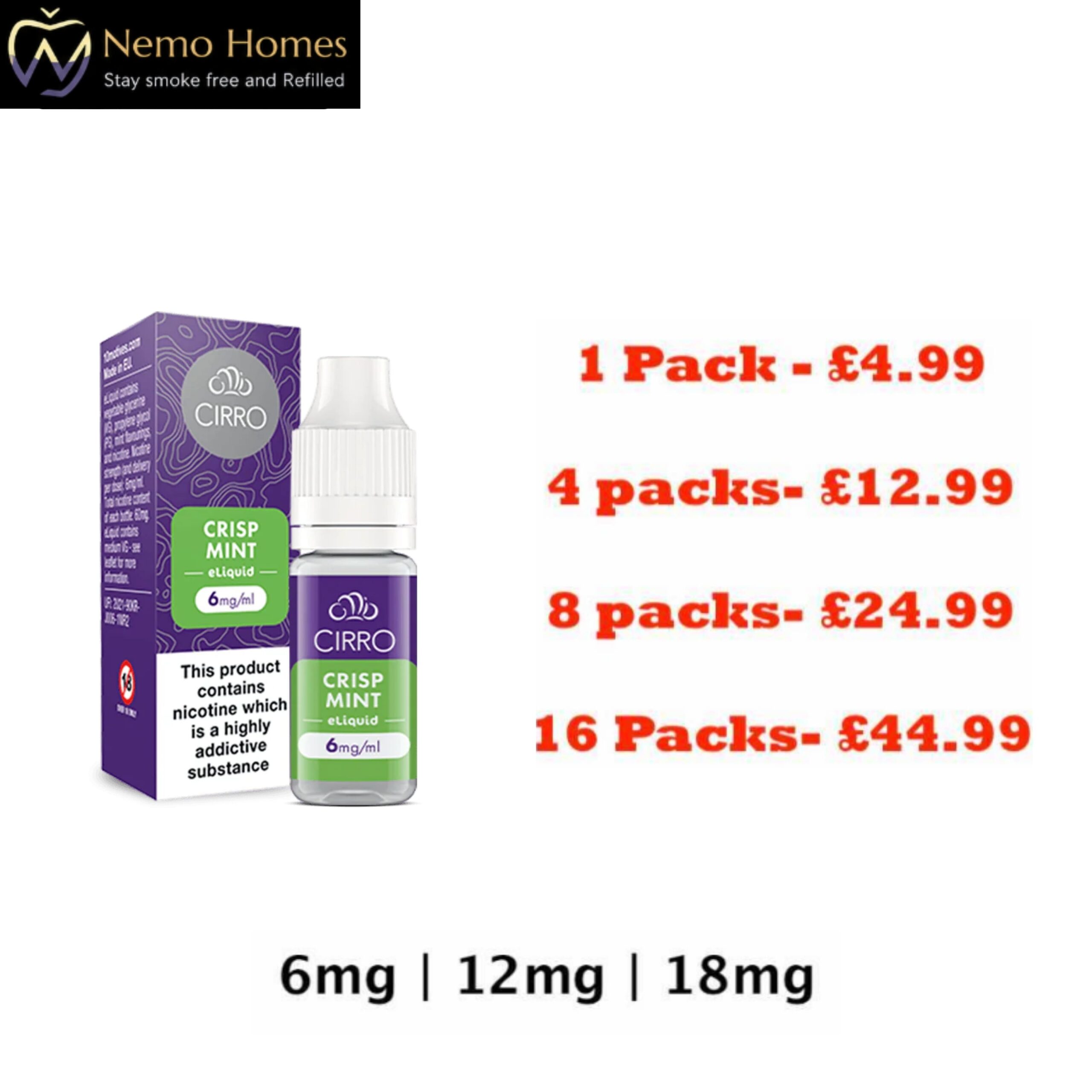 Buy Cirro Crisp Mint 10ml E liquid Cirro - Free UK Next Day Delivery (no minimum spend)