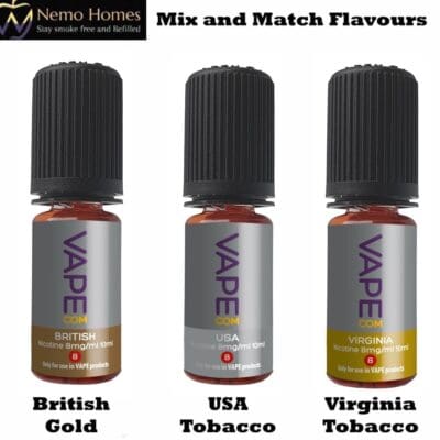 Buy Vapecom Tobacco Vape E liquids - Singles - Free UK Next Day Delivery (no minimum spend)