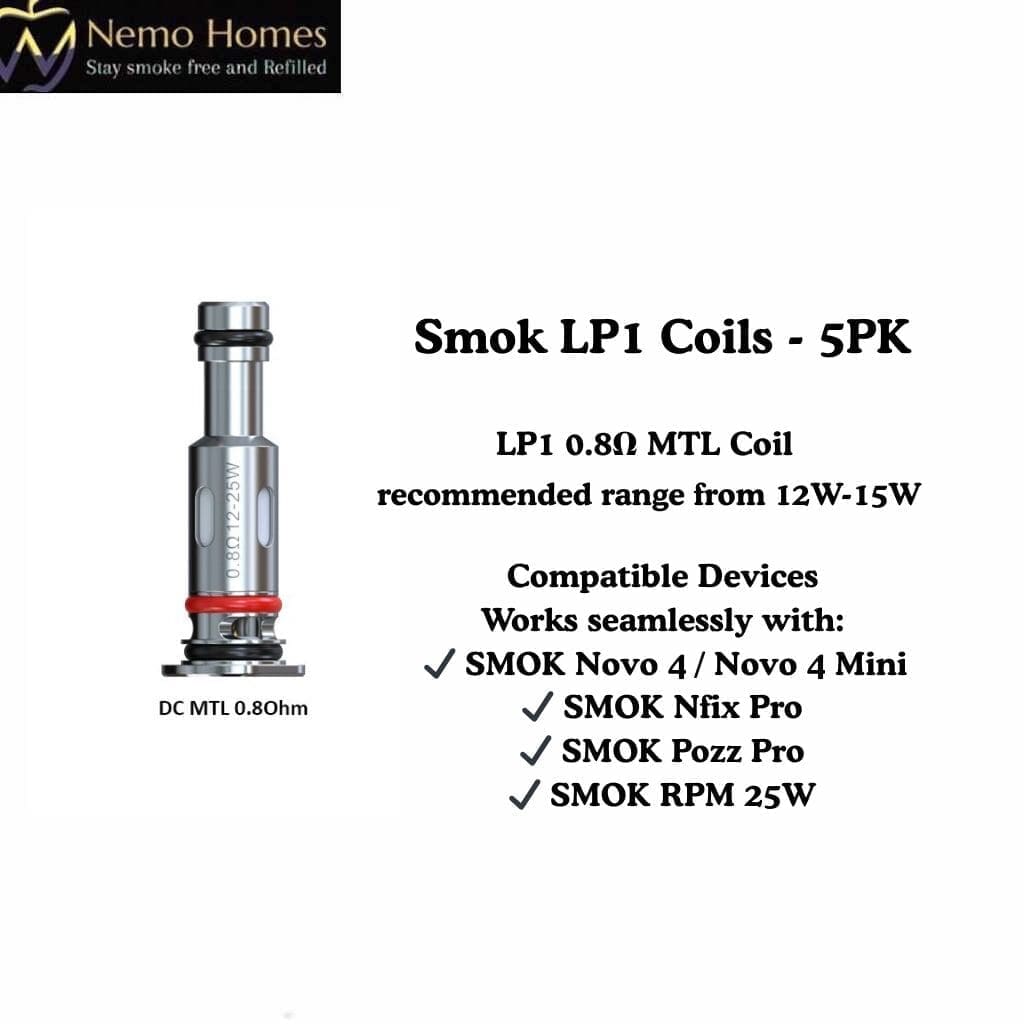 Buy SMOK LP1 Coils - 5PK - DC MTL 0.8Ohm - 5PK - Free UK Next Day Delivery (no minimum spend)