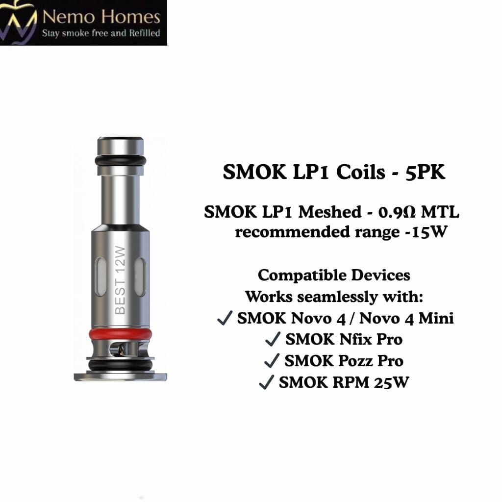 Buy SMOK LP1 Coils - 5PK - Meshed 0.9ohm MTL - Free UK Next Day Delivery (no minimum spend)