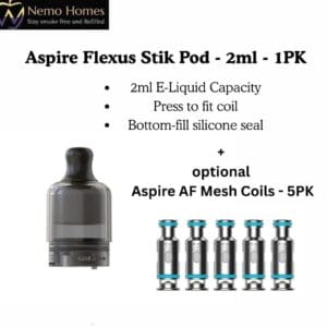 Buy Aspire Flexus Stik Pod + Optional Coils - Free UK Next Day Delivery (no minimum spend)