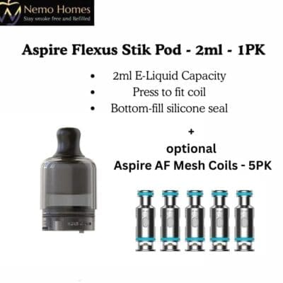 Buy Aspire Flexus Stik Pod + Optional Coils - Free UK Next Day Delivery (no minimum spend)