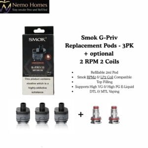 Buy SMOK G-Priv Replacement Pods - 3 PK and RPM 2 Coils - Free UK Next Day Delivery (no minimum spend)