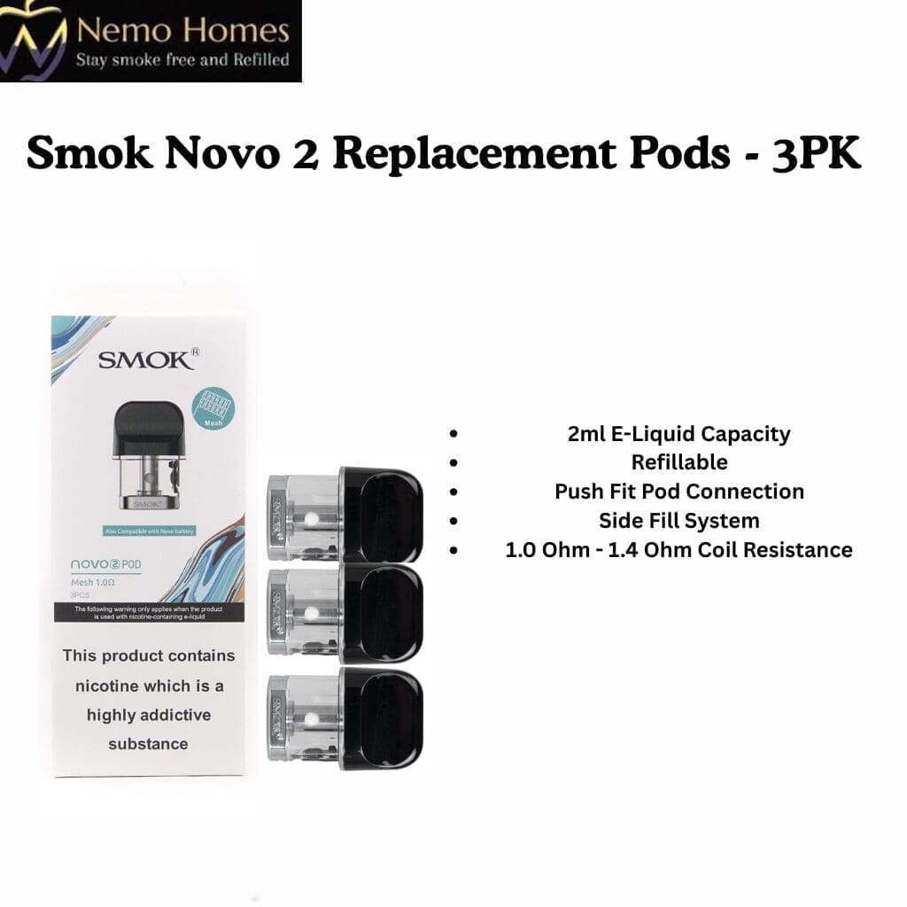 Buy SMOK Novo 2 Replacement Pods - 3PK - Free UK Next Day Delivery (no minimum spend)