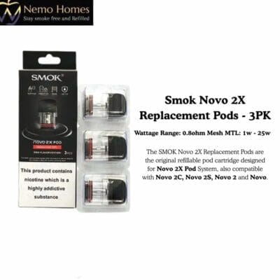 Buy SMOK Novo 2X Replacement Pods – 3PK - Free UK Next Day Delivery (no minimum spend)