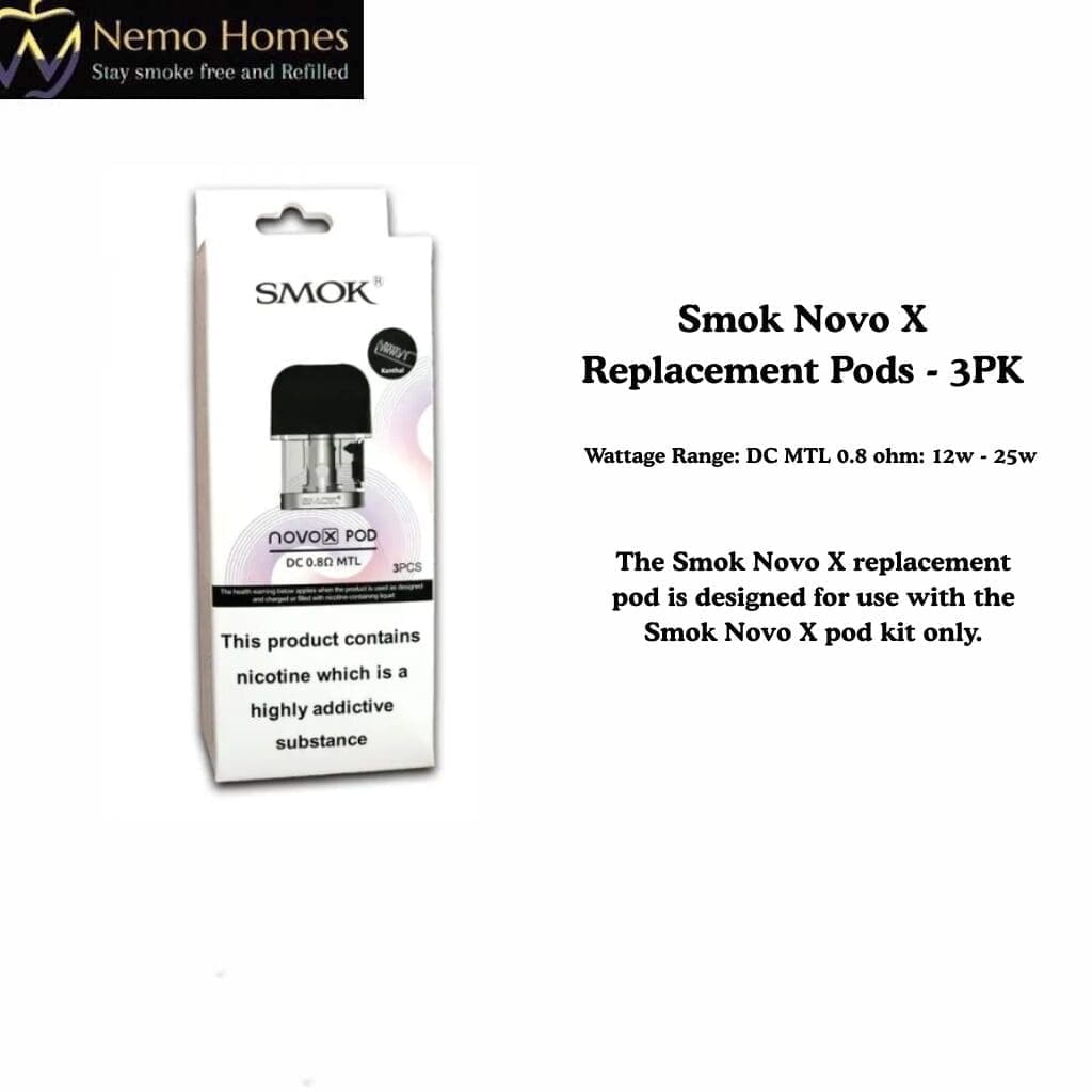 Buy SMOK Novo X Replacement Pods - 3PK - DC 0.8Ohm - Free UK Next Day Delivery (no minimum spend)
