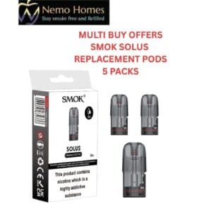 Buy SMOK Solus Replacement Pods - Meshed 0.9Ohm - 2ml (5 PACKS) - Free UK Next Day Delivery (no minimum spend)