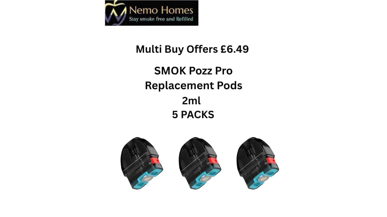Buy SMOK Pozz Pro Replacement Pods - 5 PACKS- Smok Pozz Empty Pod - Free UK Next Day Delivery (no minimum spend)