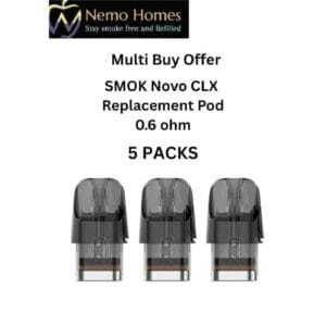 Buy SMOK Novo CLX Replacement Pods - 0.6 ohm (5 PACKS) - Free UK Next Day Delivery (no minimum spend)