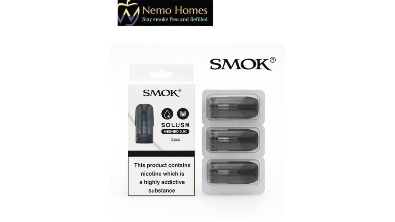 Buy SMOK Solus 2 Replacement Pods – Meshed 0.9Ω – 3 PK - Free UK Next Day Delivery (no minimum spend)