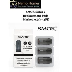 Buy SMOK Solus 2 Replacement Pods – Meshed 0.9Ω – 3 PK - Free UK Next Day Delivery (no minimum spend)