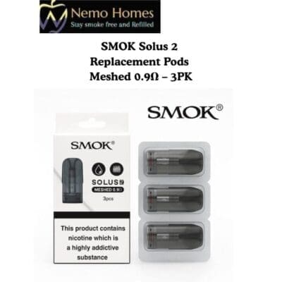 Buy SMOK Solus 2 Replacement Pods – Meshed 0.9Ω – 3 PK - Free UK Next Day Delivery (no minimum spend)