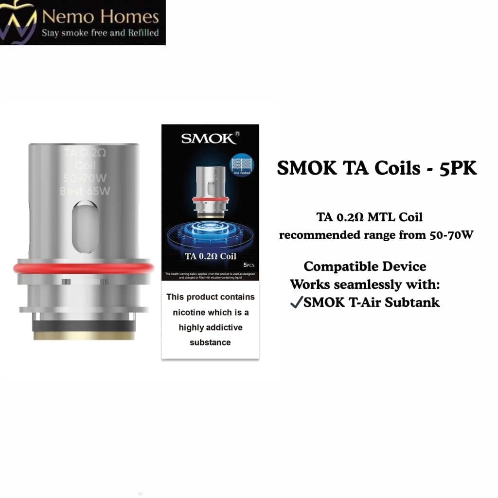 Buy SMOK TA Coils - 5PK - Mesh 0.2 ohm - Free UK Next Day Delivery (no minimum spend)