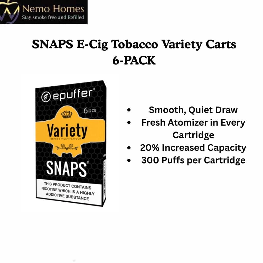 SNAPS E-Cig Tobacco Variety Carts 6-PACK