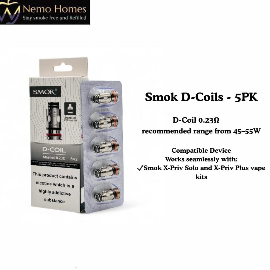 Buy SMOK D Coils for Smok X-Priv Solo and X-Priv - 0.23 ohm - Free UK Next Day Delivery (no minimum spend)