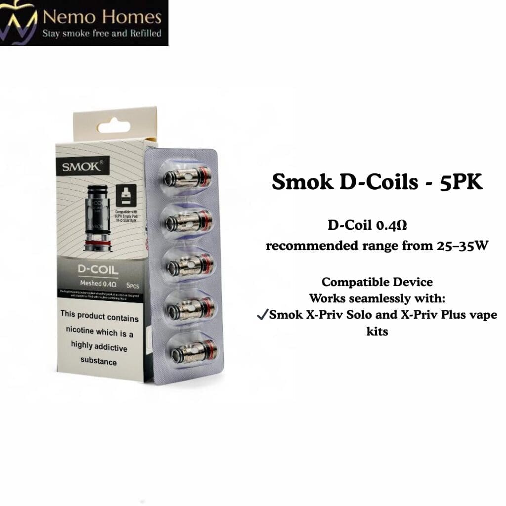 Buy SMOK D Coils for Smok X-Priv Solo and X-Priv - 0.4Ohm - Free UK Next Day Delivery (no minimum spend)