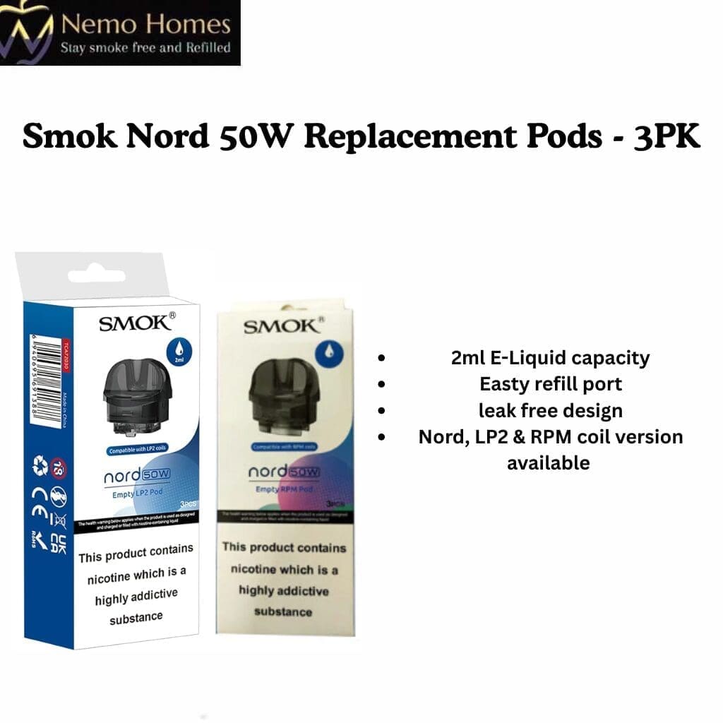 Buy SMOK Nord 50W Replacement Pods - 3PK - Free UK Next Day Delivery (no minimum spend)