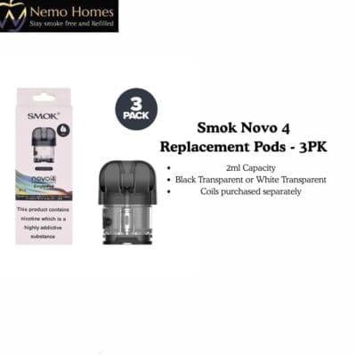 Buy SMOK Novo 4 Replacement Pods - 3PK  - Free UK Next Day Delivery (no minimum spend)