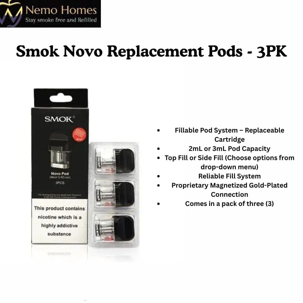 Buy SMOK Novo Replacement Pods - 3PK - Free UK Next Day Delivery (no minimum spend)