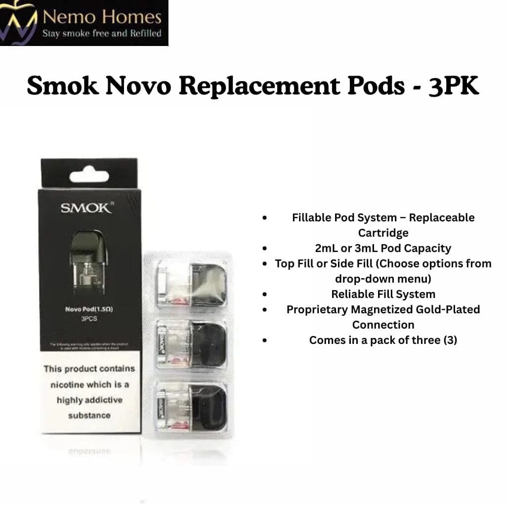 Buy SMOK Novo Replacement Pods - 3PK - Free UK Next Day Delivery (no minimum spend)