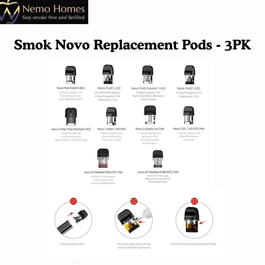 Buy SMOK Novo Replacement Pods - 3PK - Free UK Next Day Delivery (no minimum spend)