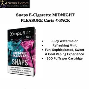 Buy ePuffer SNAPS E-Cigarette MIDNIGHT PLEASURE Carts 5-PACK - Free UK Next Day Delivery (no minimum spend)