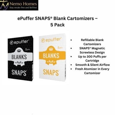 Buy ePuffer SNAPS Blank Cartridges Refills | Customise Flavour by ePuffer - Free UK Next Day Delivery (no minimum spend)
