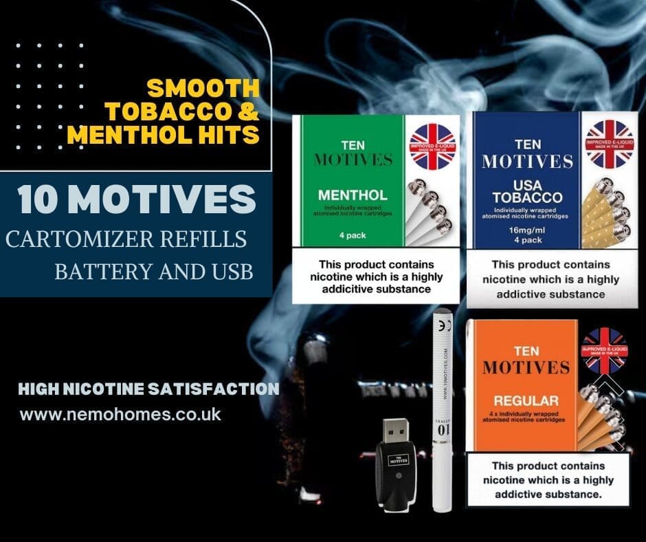 Buy 10 Motives Refill & Battery Guide: Everything You Need to Know About this Cigalike Vape 10 Motives - Free UK Next Day Delivery (no minimum spend)