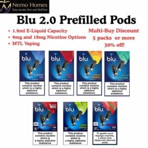 Buy Blu 2.0 Pods - myBlu Prefilled Vape Pods | 9mg | 18mg - Free UK Next Day Delivery (no minimum spend)