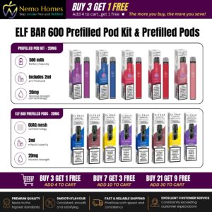 Buy ELFBAR 600 Prefilled Pod Kit and Pods | Elfa Pro - Free UK Next Day Delivery (no minimum spend)