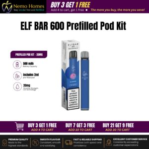 Buy ELFBAR 600 Prefilled Pod Kit and Pods | Elfa Pro - ELF Bar 600 Pod Kit – Blueberry  - Free UK Next Day Delivery (no minimum spend)