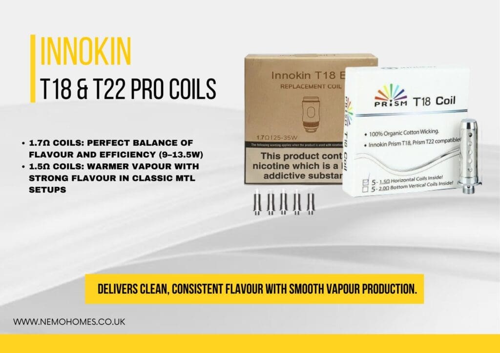 Buy Innokin T18 & T22 Coils Complete Guide: Everything You Need To Know 50/50 e liquid coils - Free UK Next Day Delivery (no minimum spend)
