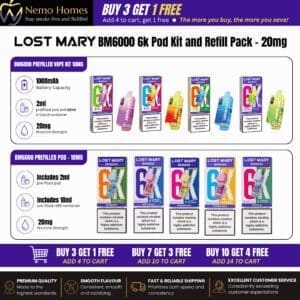 Buy Lost Mary BM6000 Pod Kit and Refill Pack - 20mg - Free UK Next Day Delivery (no minimum spend)