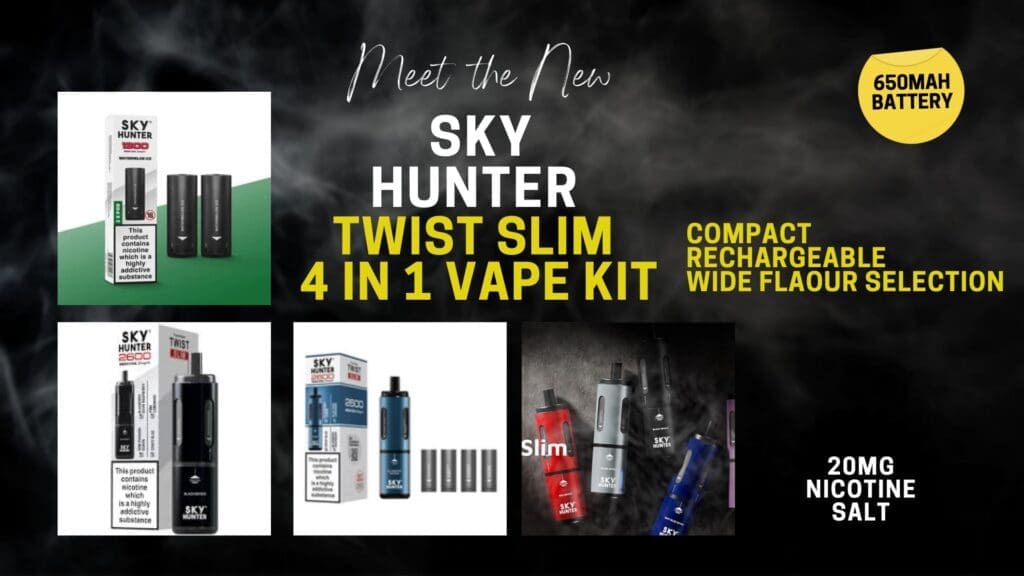 Buy Sky Hunter Twist Slim Guide: The Best 4-in-1 Vape? 20mg Nicotine Salt - Free UK Next Day Delivery (no minimum spend)