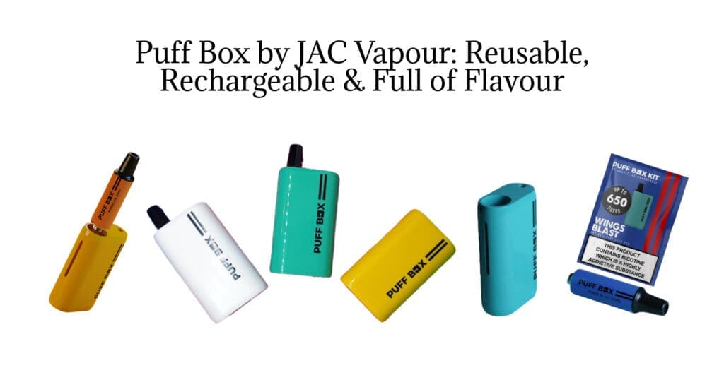 Buy Puff Box Device & Pods by JAC Vapour: Everything You Need to Know & How to Find your Perfect Vape 20mg nicotine - Free UK Next Day Delivery (no minimum spend)