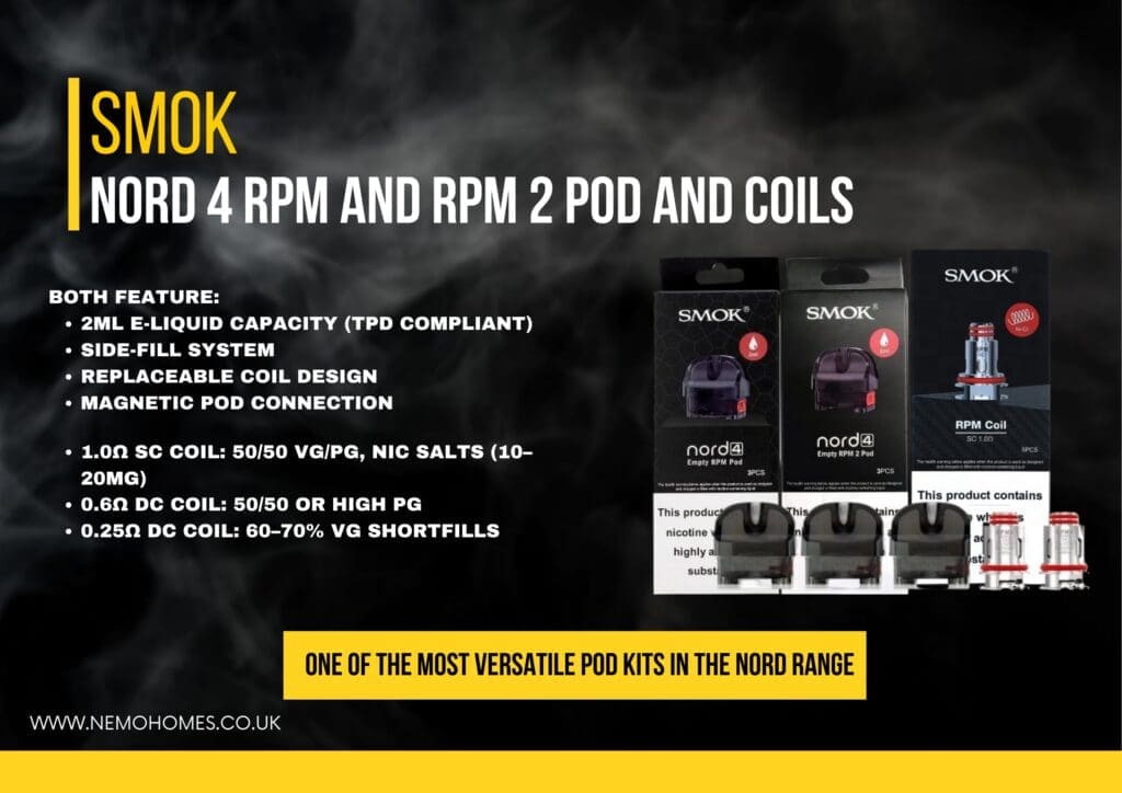 Buy SMOK Nord 4 RPM & RPM 2 Pods and Coils Ultimate Guide: Everything You Need To Know 0.25 ohm DC coil - Free UK Next Day Delivery (no minimum spend)