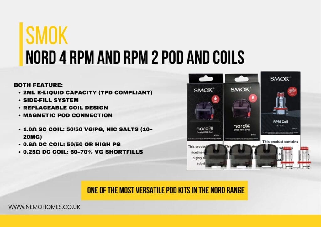 Buy SMOK Nord 4 RPM & RPM 2 Pods and Coils Ultimate Guide: Everything You Need To Know 0.25 ohm DC coil - Free UK Next Day Delivery (no minimum spend)