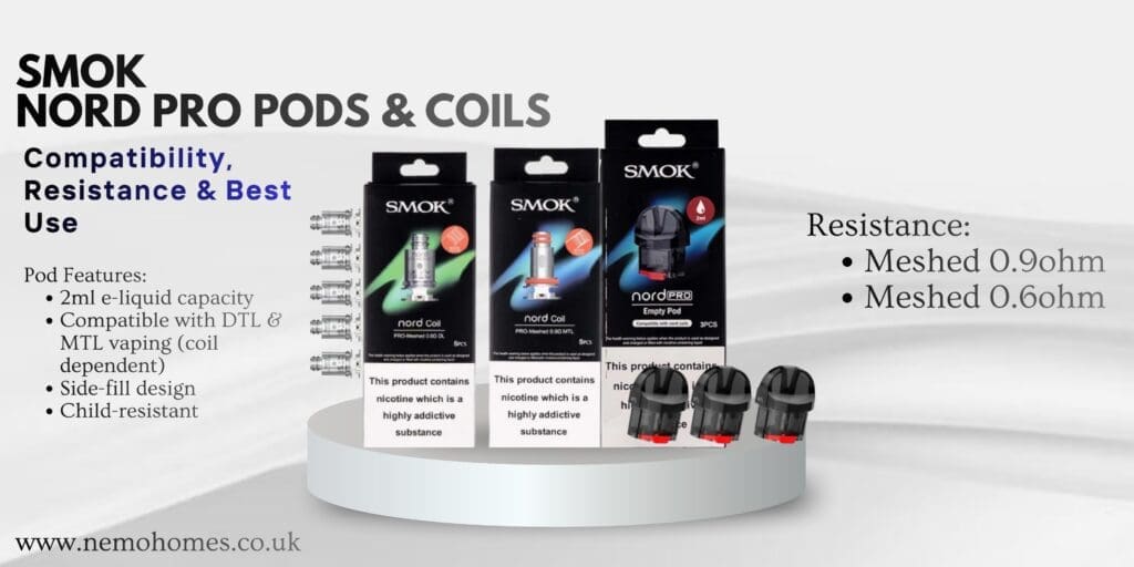 Buy SMOK Nord Pro Pods and Coils – Complete Guide: Everything You Need To Know 0.6 ohm coil - Free UK Next Day Delivery (no minimum spend)