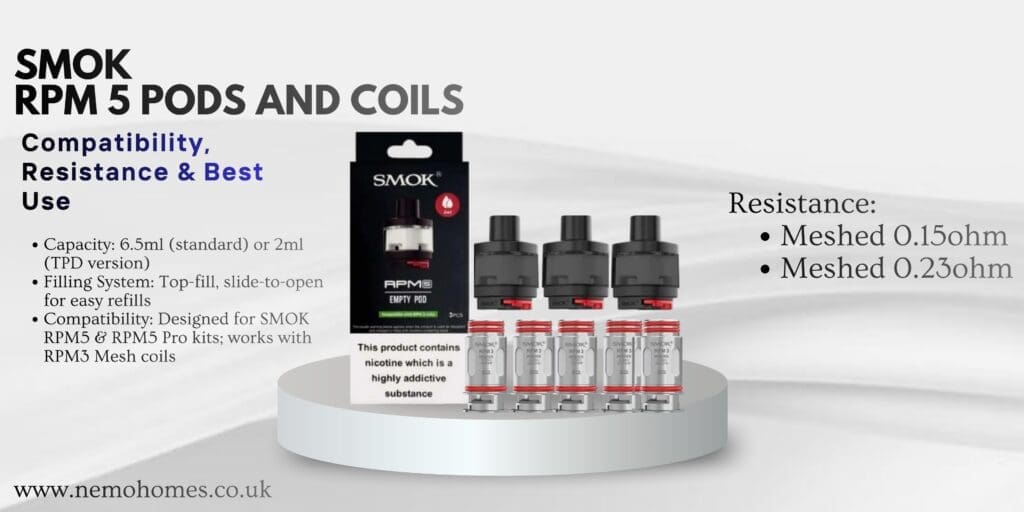 Buy SMOK RPM 5 Pods & Coils Complete Guide: Everything You Need To Know Explained 0.15 Ohm Coil - Free UK Next Day Delivery (no minimum spend)
