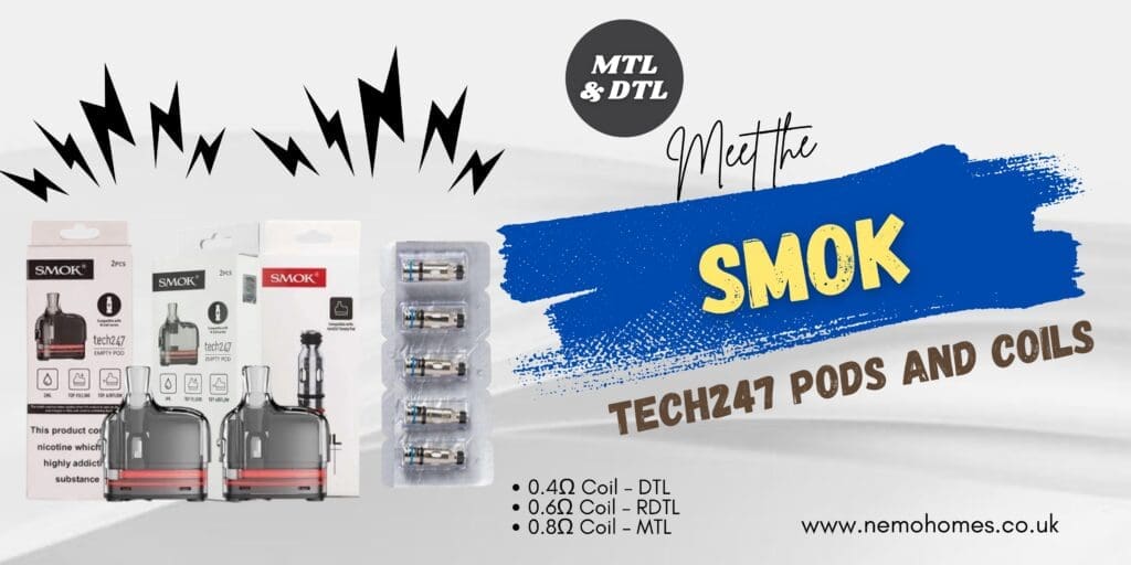 Buy SMOK Tech247 Replacement Pods & Coils Ultimate Guide: Everything You Need To Know 0.4 ohm coil - Free UK Next Day Delivery (no minimum spend)