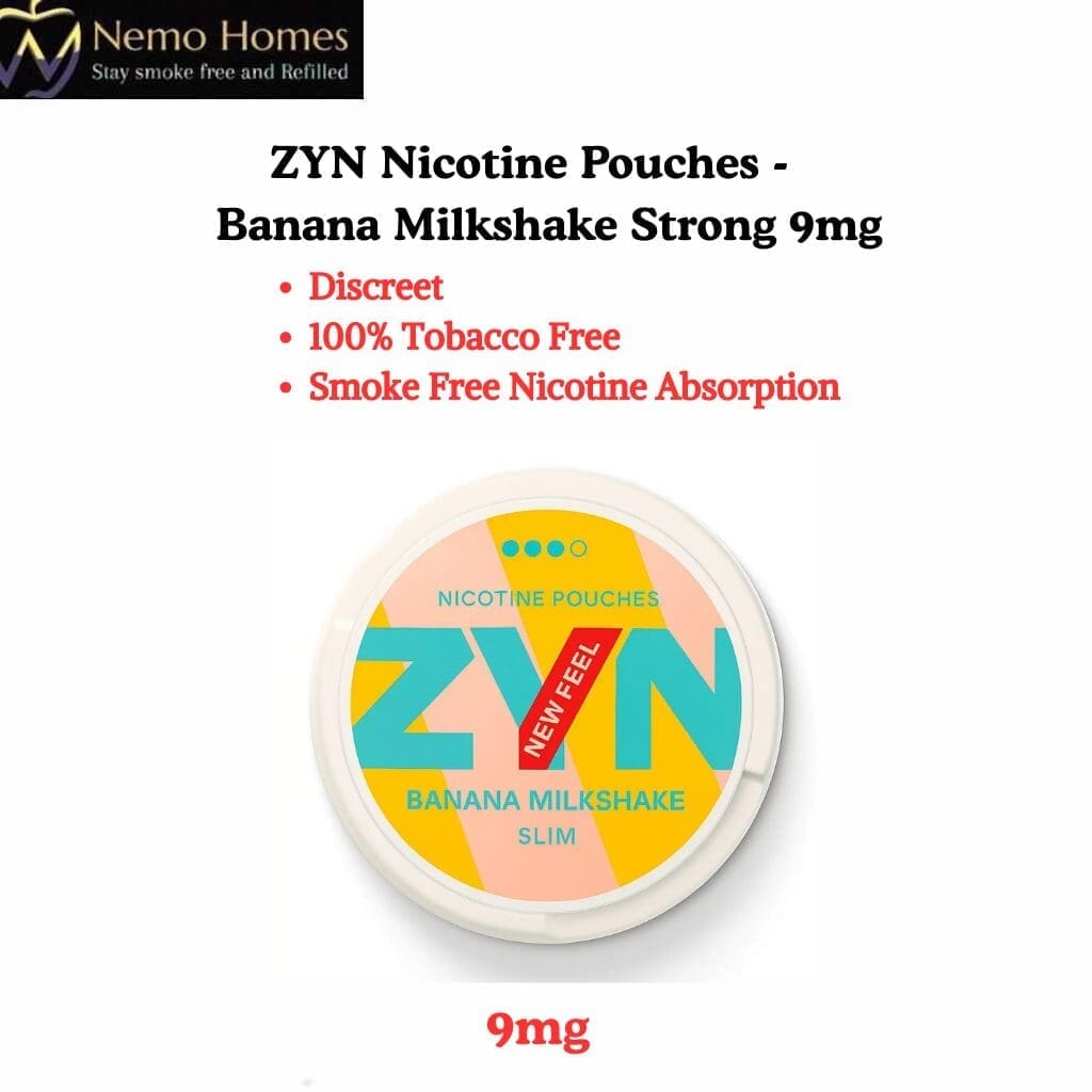 Buy ZYN Nicotine Pouches – Slim Banana Milkshake Strong 9mg - Free UK Next Day Delivery (no minimum spend)